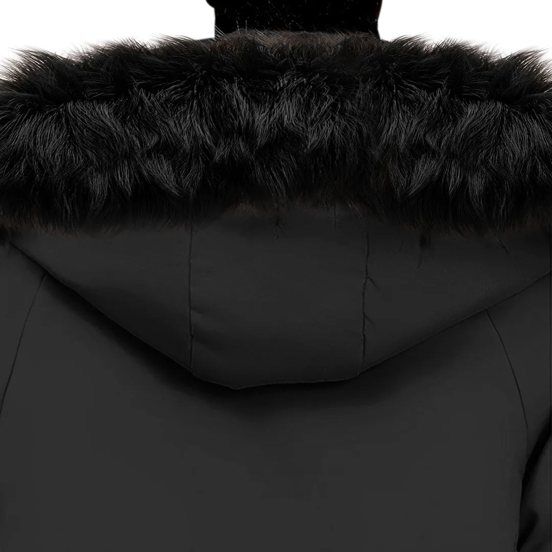 abbee Black 3XL Winter Fur Hooded Thick Overcoat Jacket Stylish Lightweight Quilted Warm Puffer Coat
