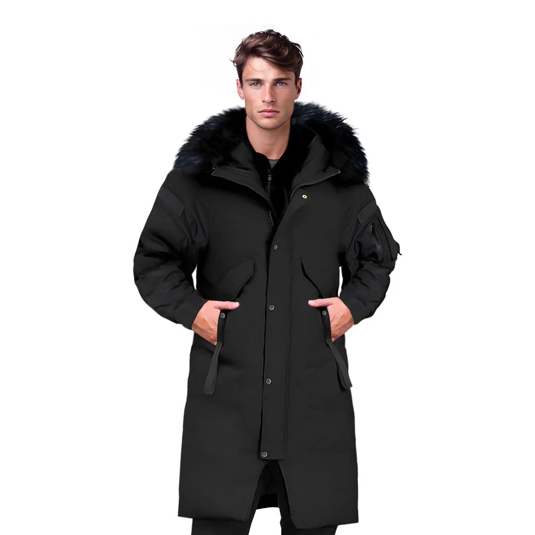 abbee Black 3XL Winter Fur Hooded Thick Overcoat Jacket Stylish Lightweight Quilted Warm Puffer Coat