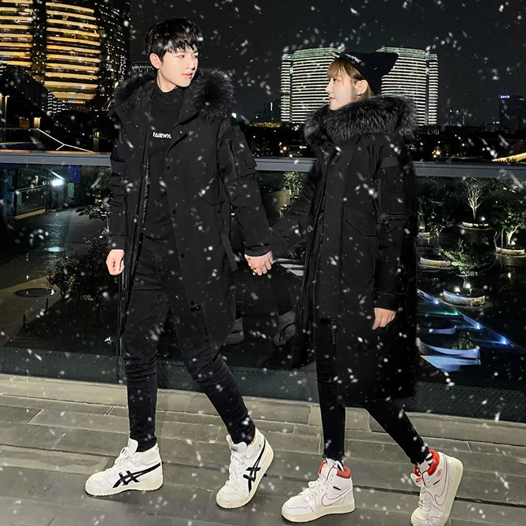 abbee Black 3XL Winter Fur Hooded Thick Overcoat Jacket Stylish Lightweight Quilted Warm Puffer Coat