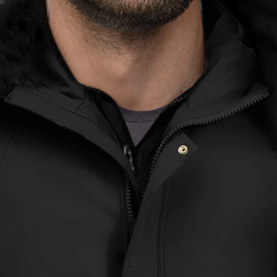 abbee Black 3XL Winter Fur Hooded Thick Overcoat Jacket Stylish Lightweight Quilted Warm Puffer Coat