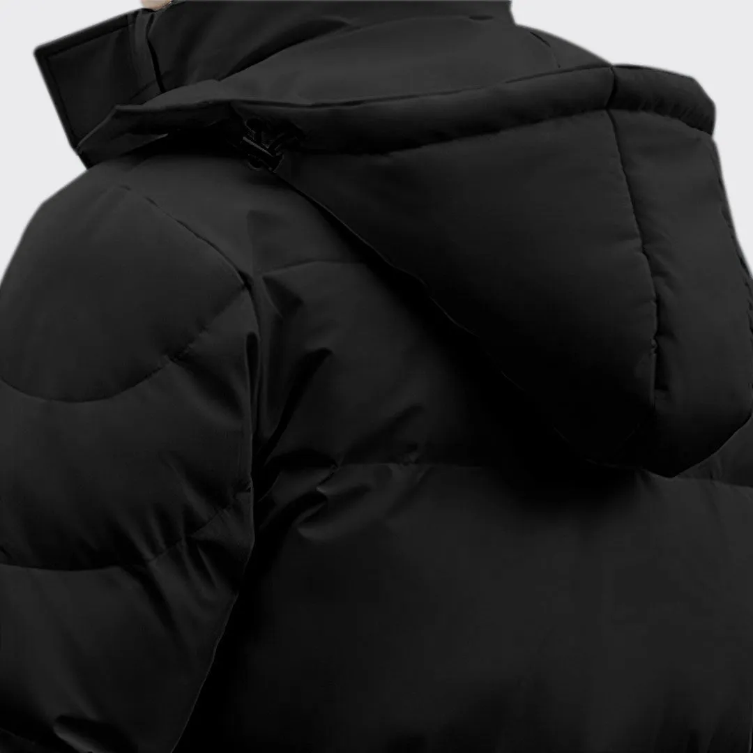 abbee Black 3XL Winter Hooded Overcoat Long Jacket Stylish Lightweight Quilted Warm Puffer Coat