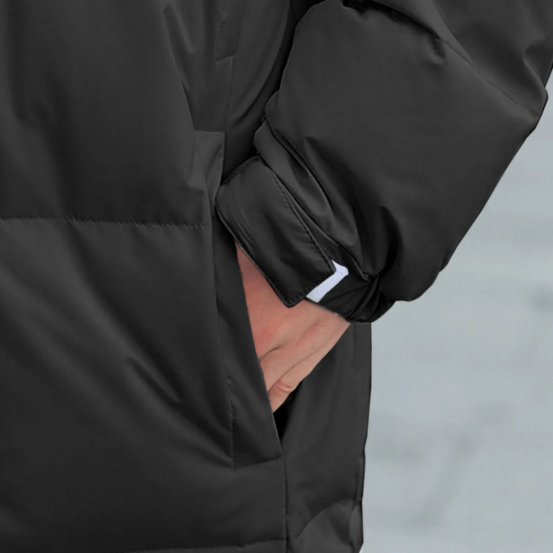 abbee Black 3XL Winter Hooded Overcoat Long Jacket Stylish Lightweight Quilted Warm Puffer Coat