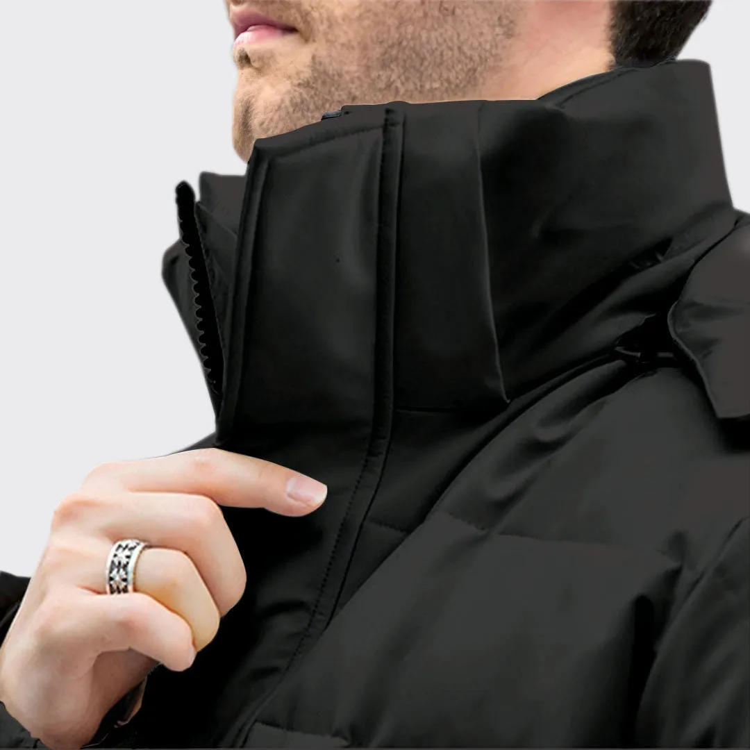 abbee Black 3XL Winter Hooded Overcoat Long Jacket Stylish Lightweight Quilted Warm Puffer Coat