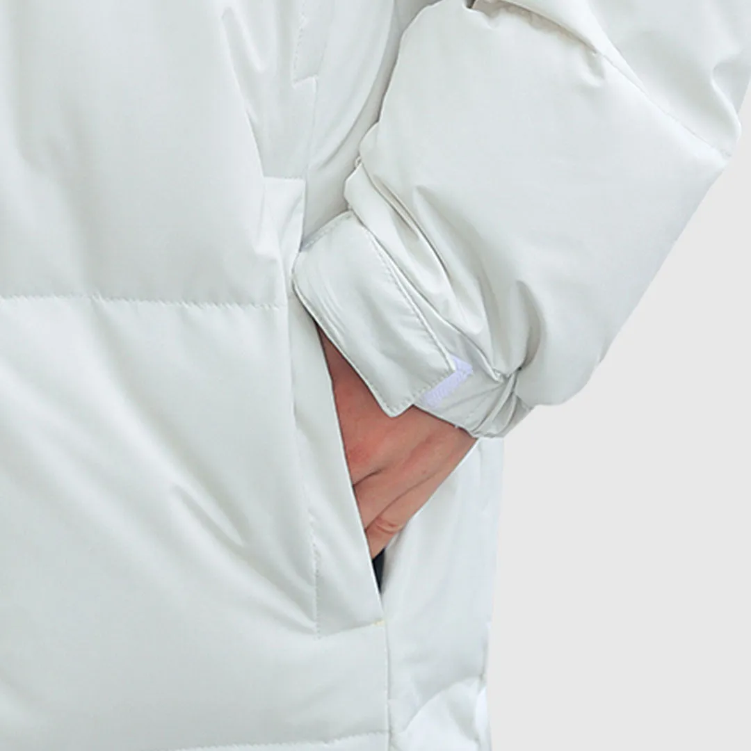 abbee White Large Winter Hooded Overcoat Long Jacket Stylish Lightweight Quilted Warm Puffer Coat