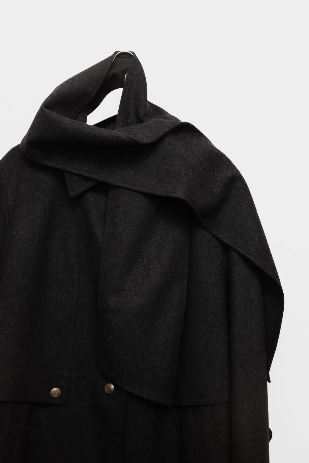 ANTHRACITE WOOL SCARF MAXI COAT