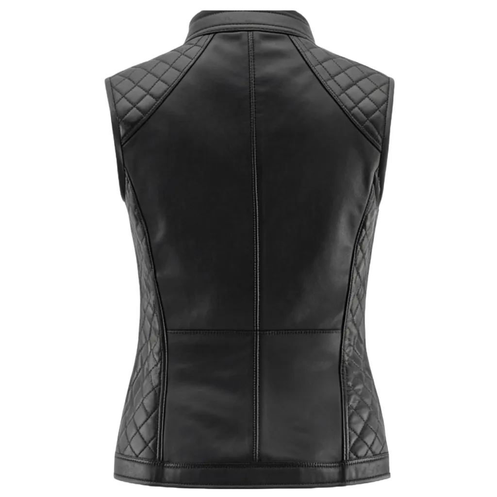 Black Quilted Leather Vest - Premium Women’s Outerwear | El Zoro
