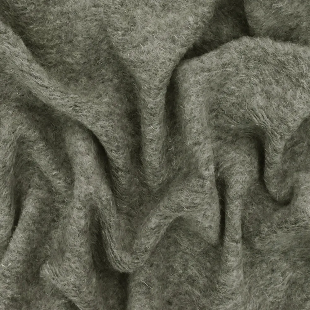Blizzard Gray Texture Wool-Poly Brushed Back Fleece Knit Fabric