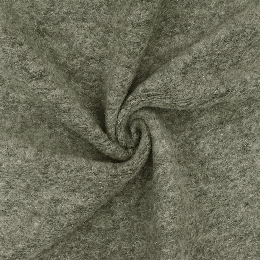 Blizzard Gray Texture Wool-Poly Brushed Back Fleece Knit Fabric