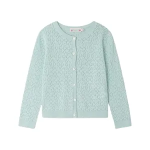 Bonpoint Cherry Pointelle Knit Cotton Cardigan