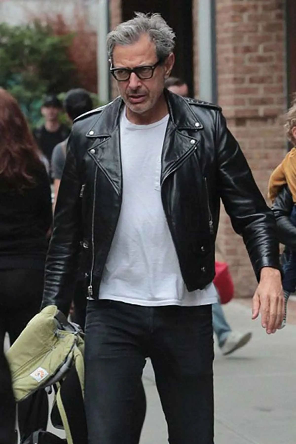 Brown Biker Style Leather Jacket Worn By Jeff Goldblum | Jeff Goldblum Brown Biker Style Leather Jacket