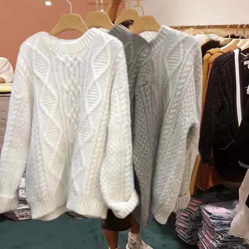 Chic 2022 New Design Vintage Oversized Heavy Gauge Cable Pattern Sweaters