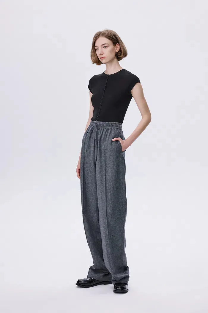 Constantine Front Tie Relaxed Fit Pants in Wool Herringbone