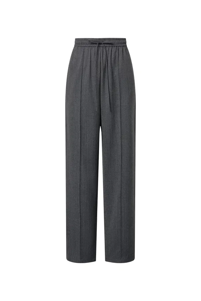 Constantine Front Tie Relaxed Fit Pants in Wool Herringbone