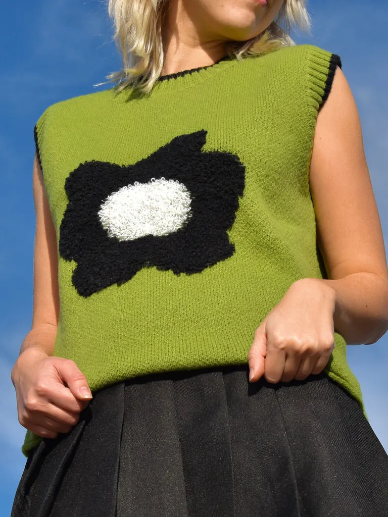 Daisy Design Sweater Vest - Green
