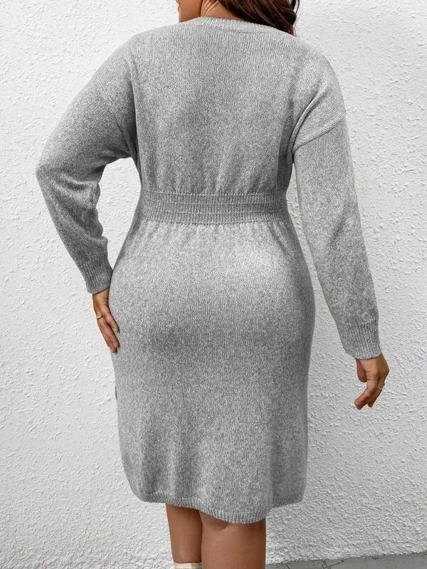 Flared Design High Waist Sweater Dress