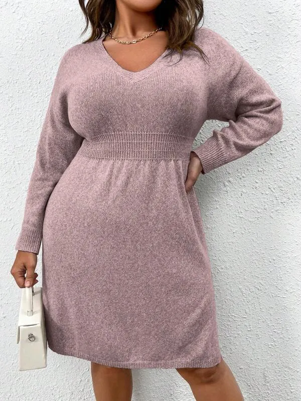 Flared Design High Waist Sweater Dress