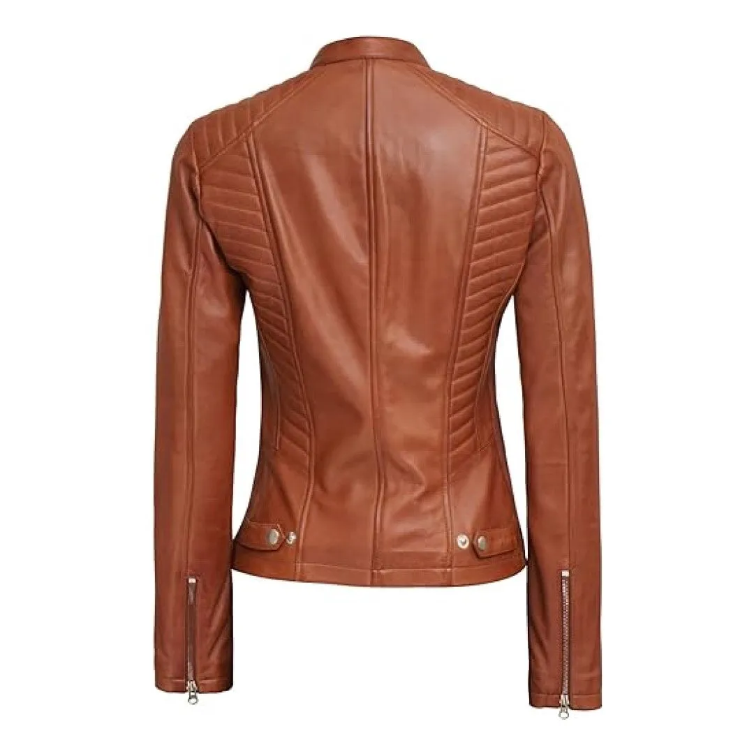 Genuine Leather Jacket For Women Biker Style