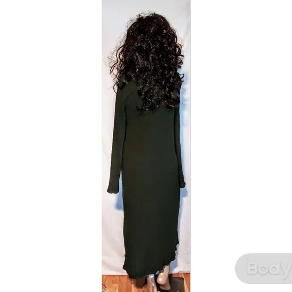 Green Ribbed Maxi Cardigan