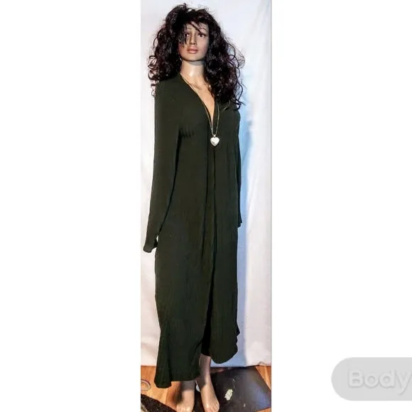 Green Ribbed Maxi Cardigan