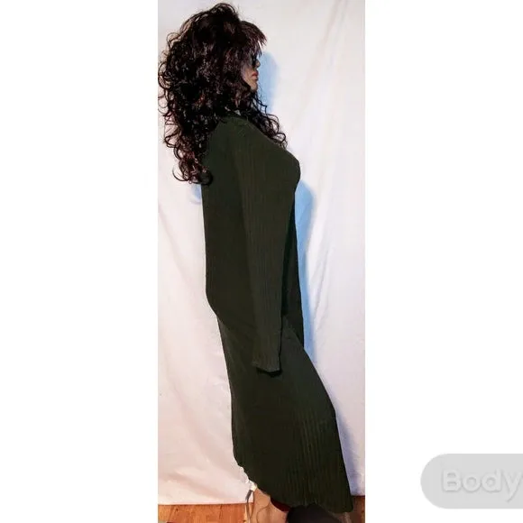Green Ribbed Maxi Cardigan