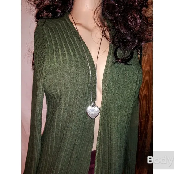 Green Ribbed Maxi Cardigan