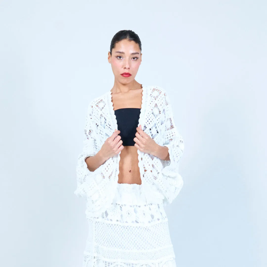 Handwoven crochet button-up cardigan wholesale