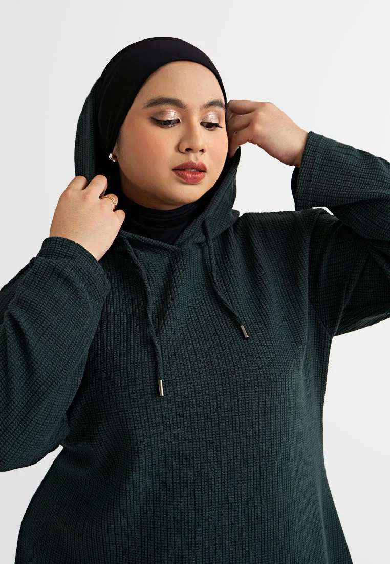Hettie Waffle Casual Hoodie Dress