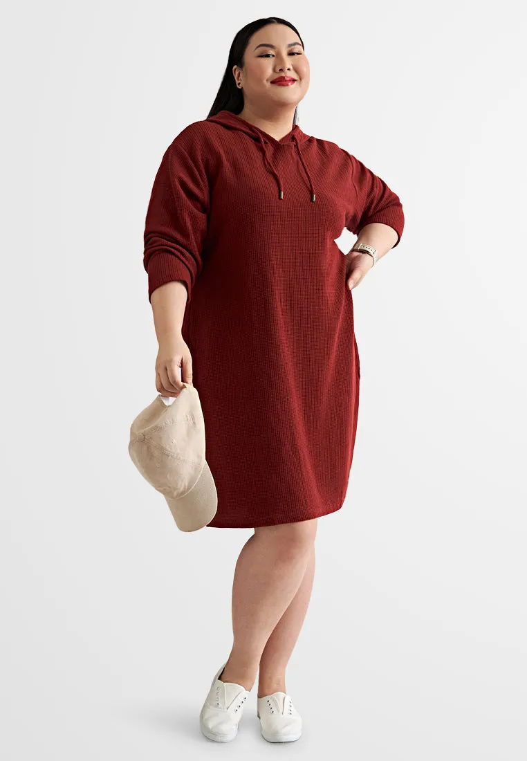 Hettie Waffle Casual Hoodie Dress