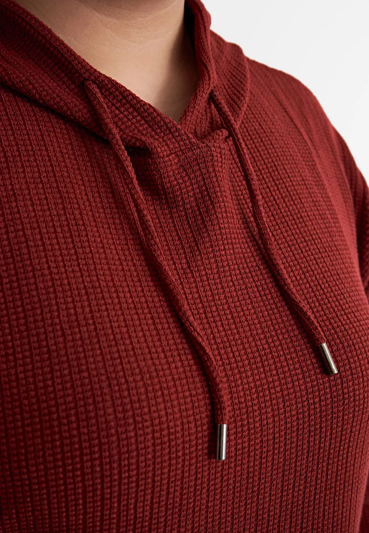 Hettie Waffle Casual Hoodie Dress