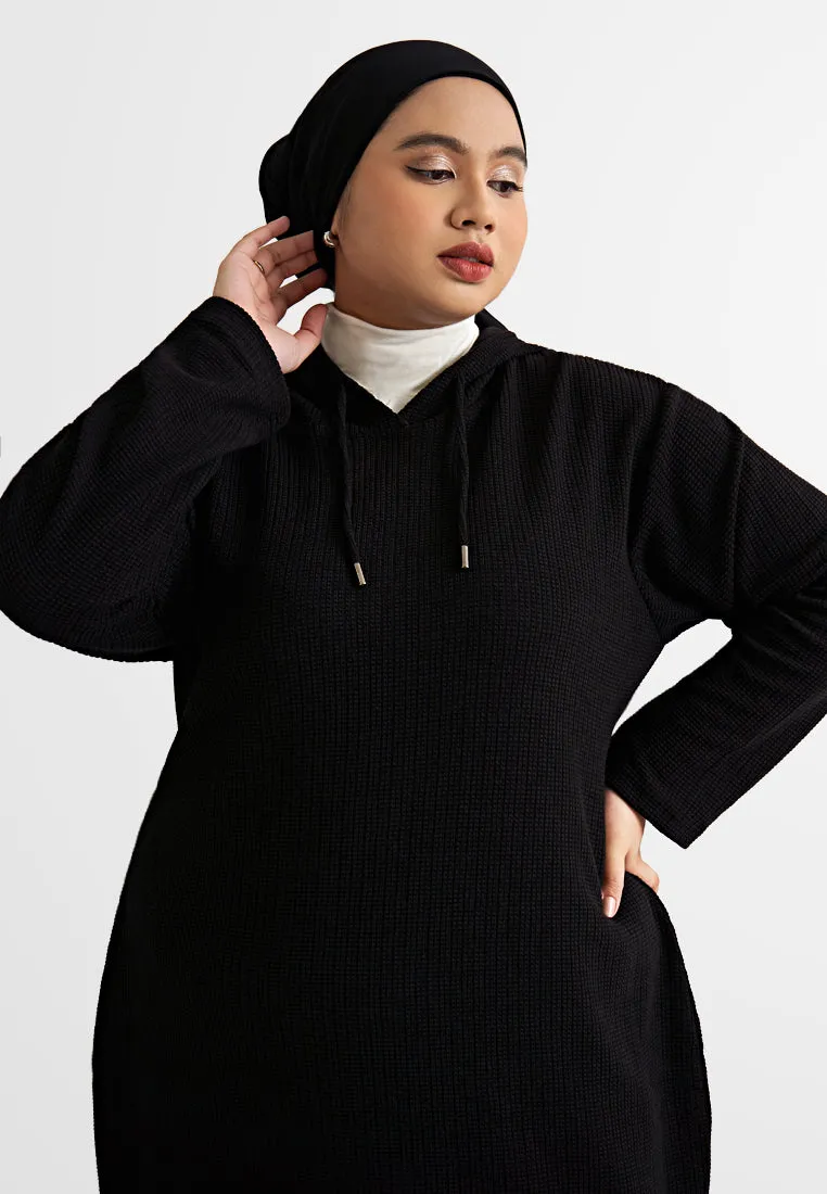 Hettie Waffle Casual Hoodie Dress