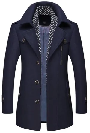 Layered Collar Button Front Mid Length Coat | BespokeBrothers®