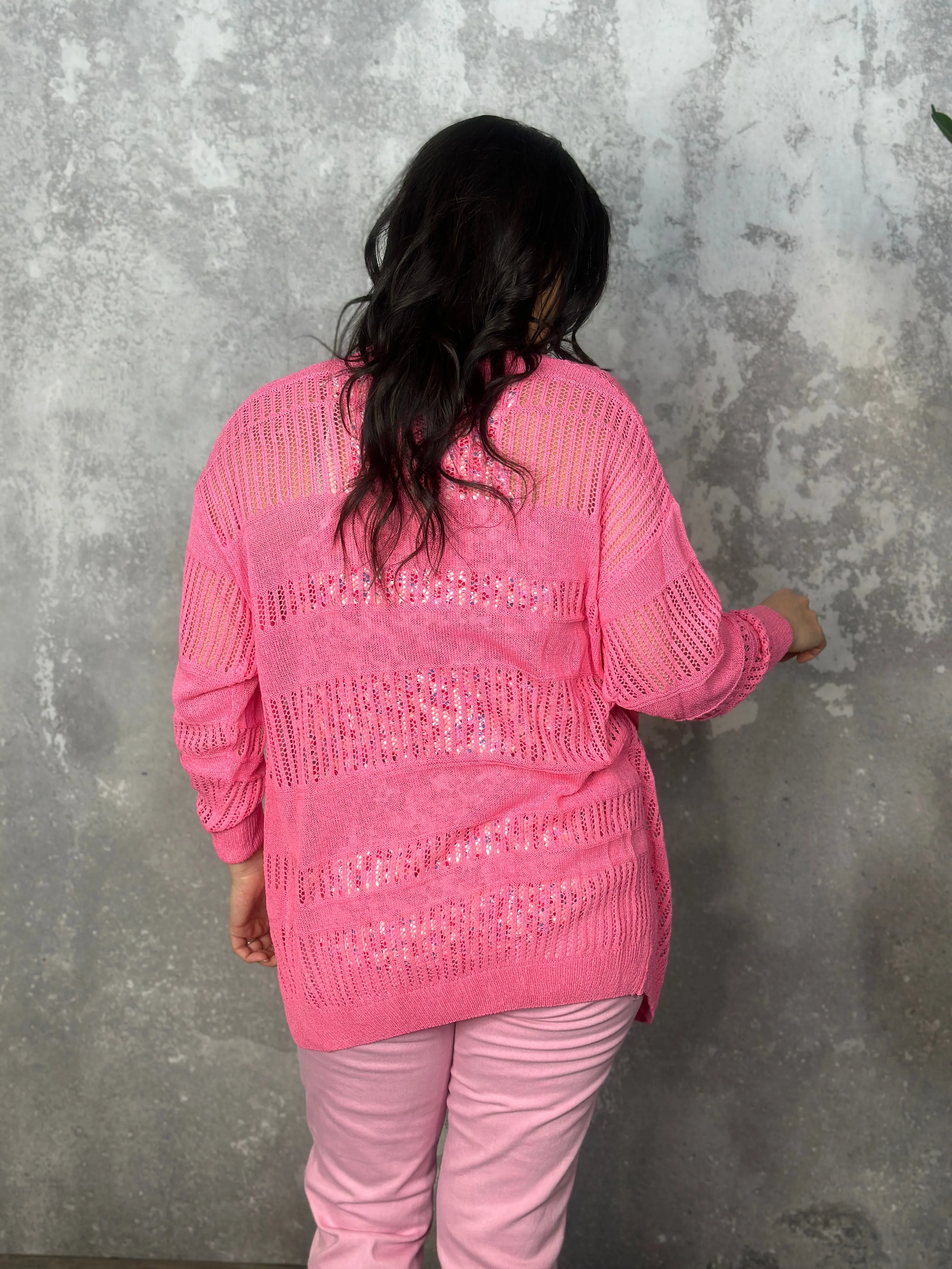 Loose Knit Candy Cardigan - Pink (Small - 3X) FINAL SALE