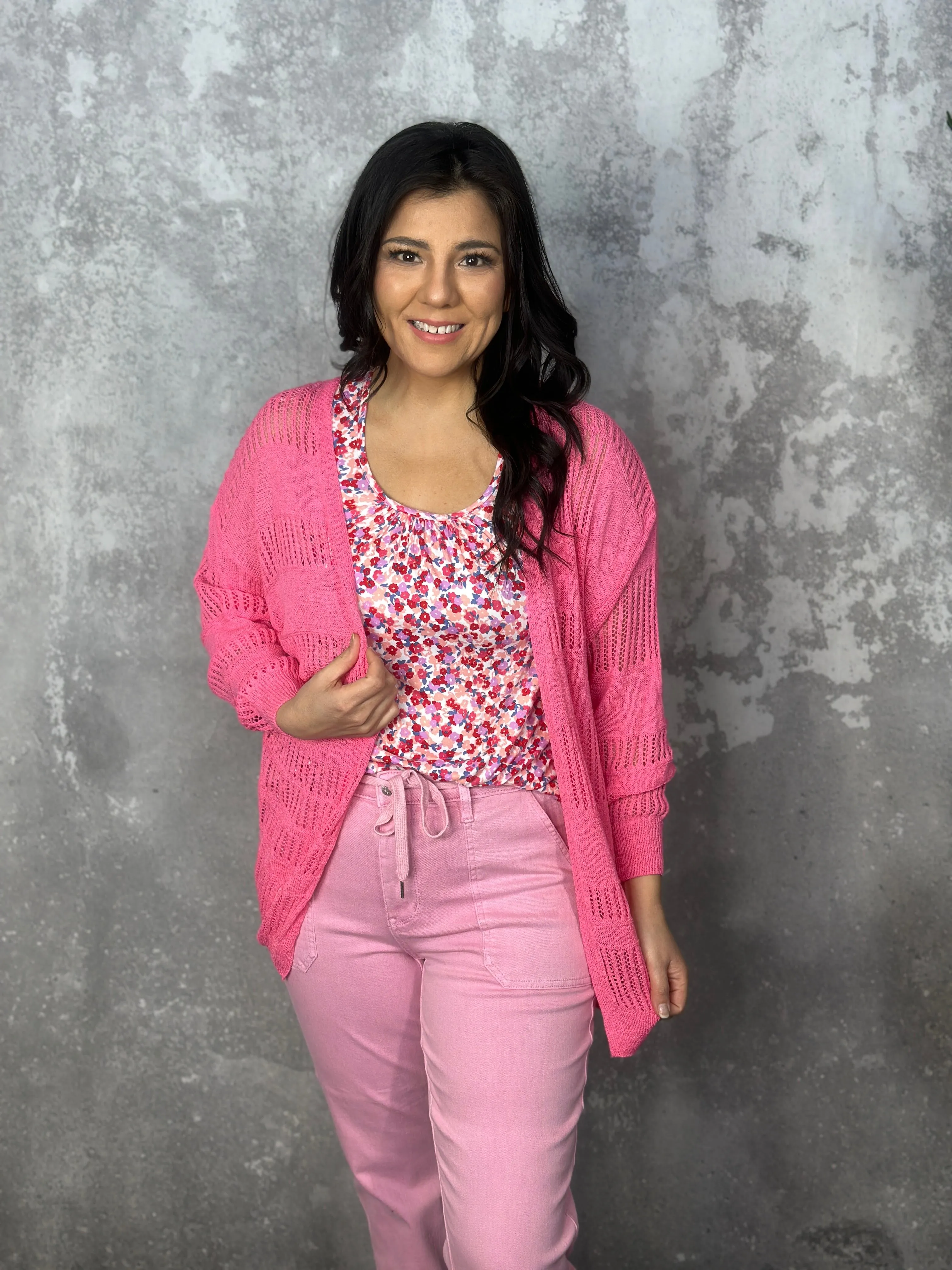 Loose Knit Candy Cardigan - Pink (Small - 3X) FINAL SALE