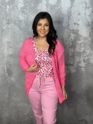 Loose Knit Candy Cardigan - Pink (Small - 3X) FINAL SALE
