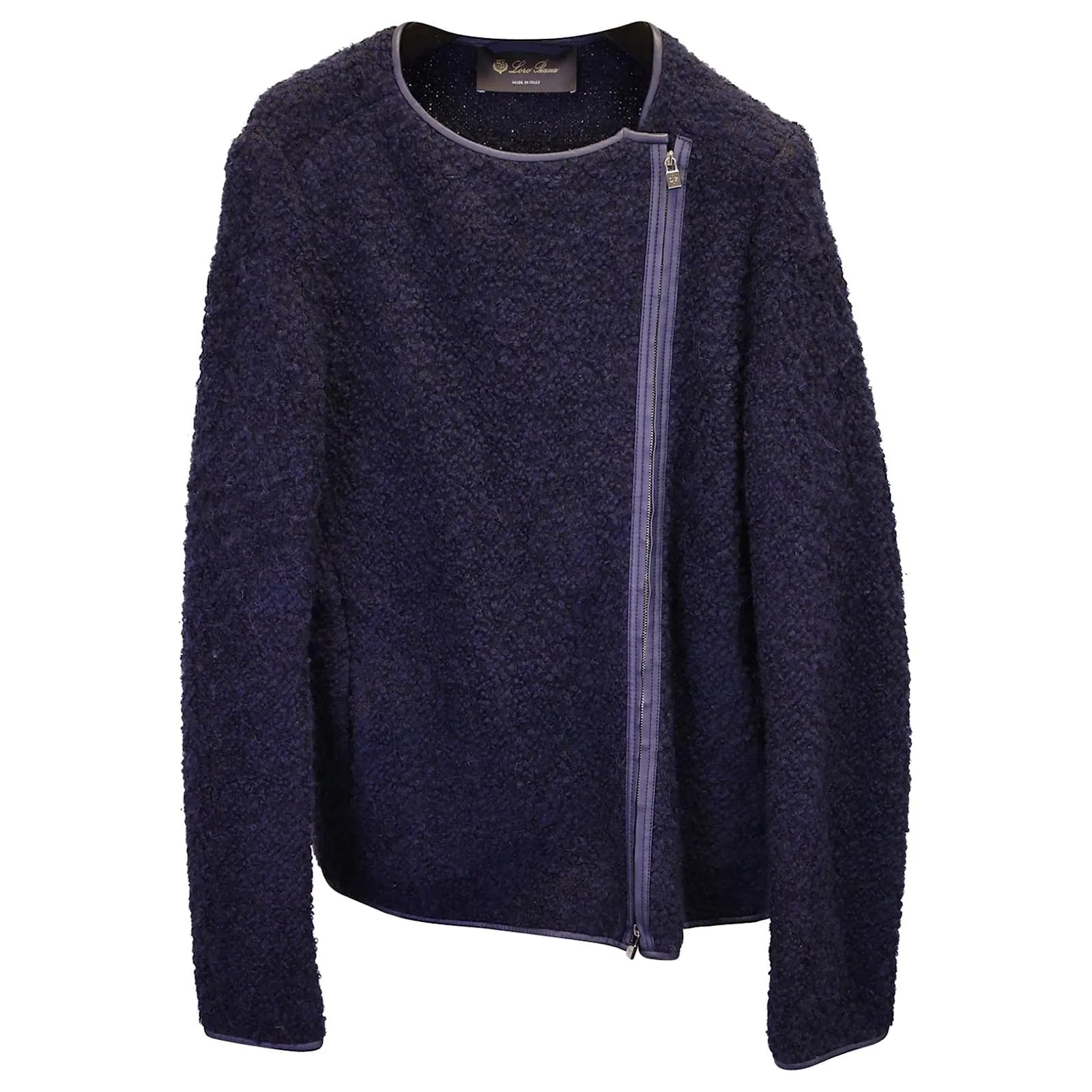 Loro Piana Biker Zip Jacket in Navy Cashmere