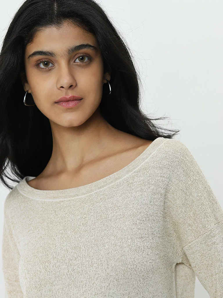 LOV Light Beige Sparkle Design Sweater