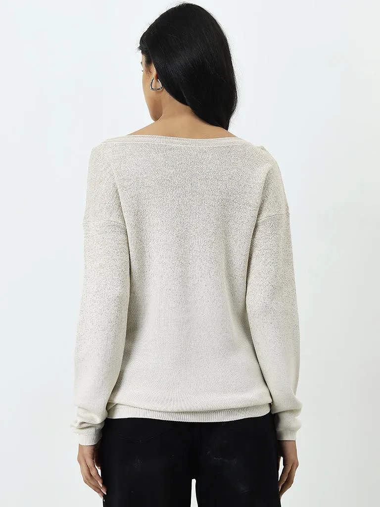 LOV Light Beige Sparkle Design Sweater