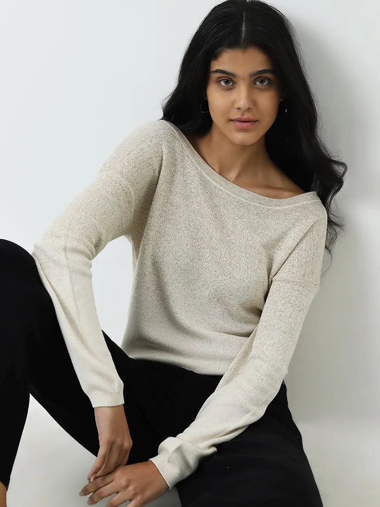 LOV Light Beige Sparkle Design Sweater