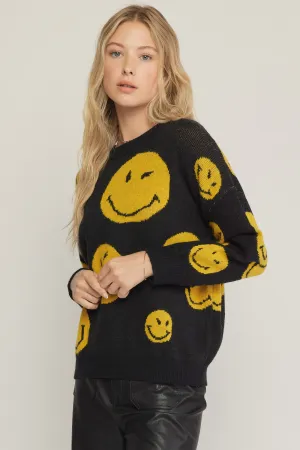 Make Me Smile Sweater - Black