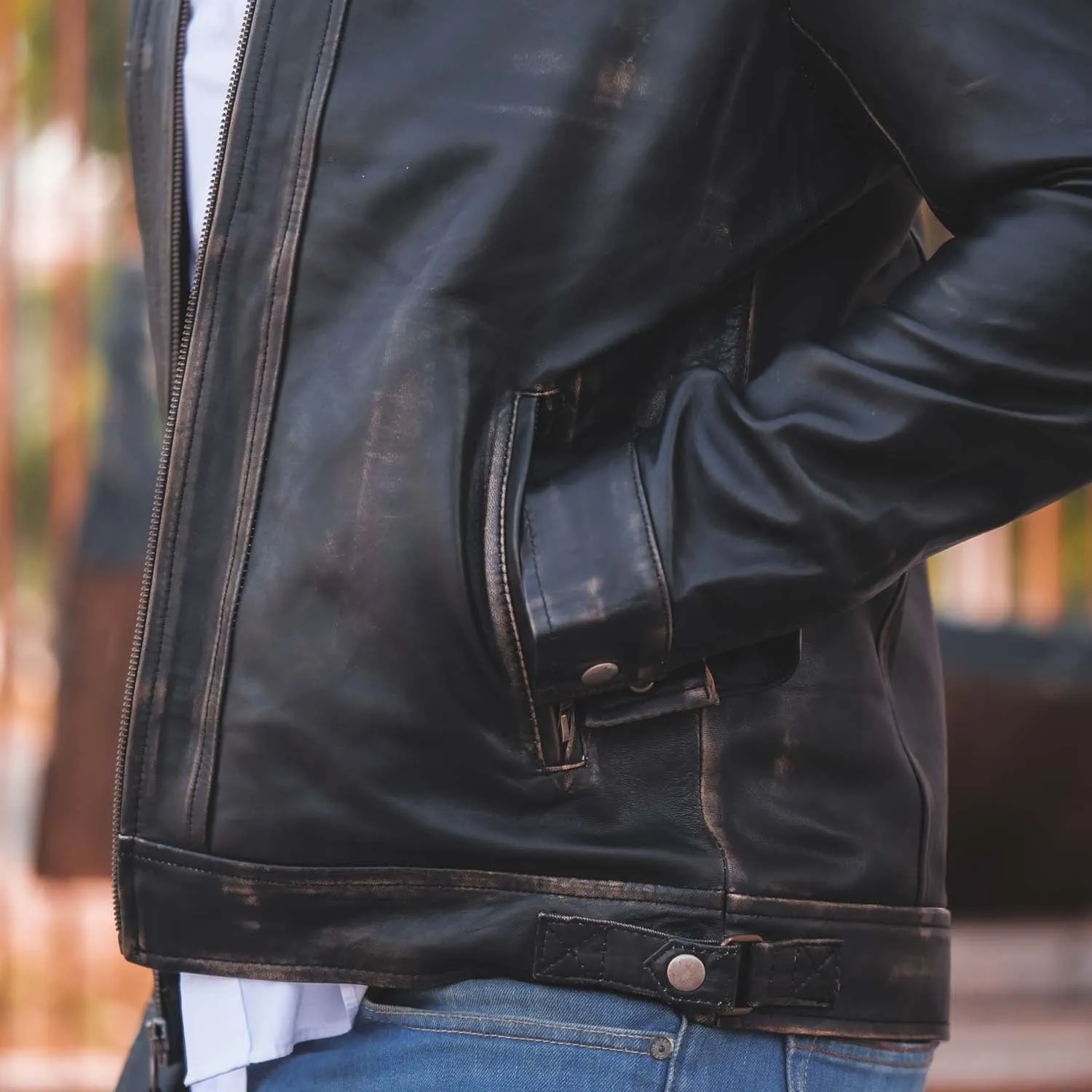 Men's Diamond Style Cafe Racer Distressed Leather Jacket