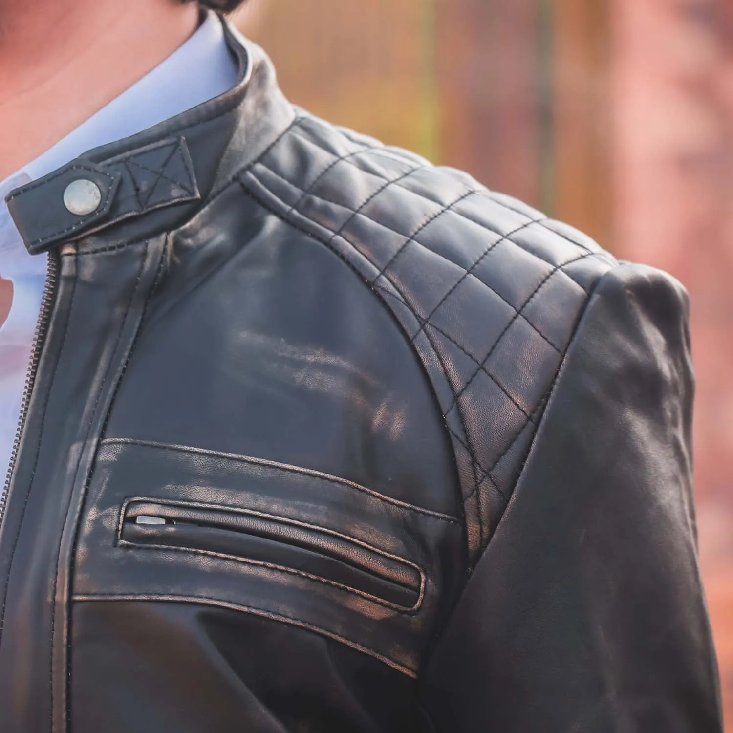 Men's Diamond Style Cafe Racer Distressed Leather Jacket