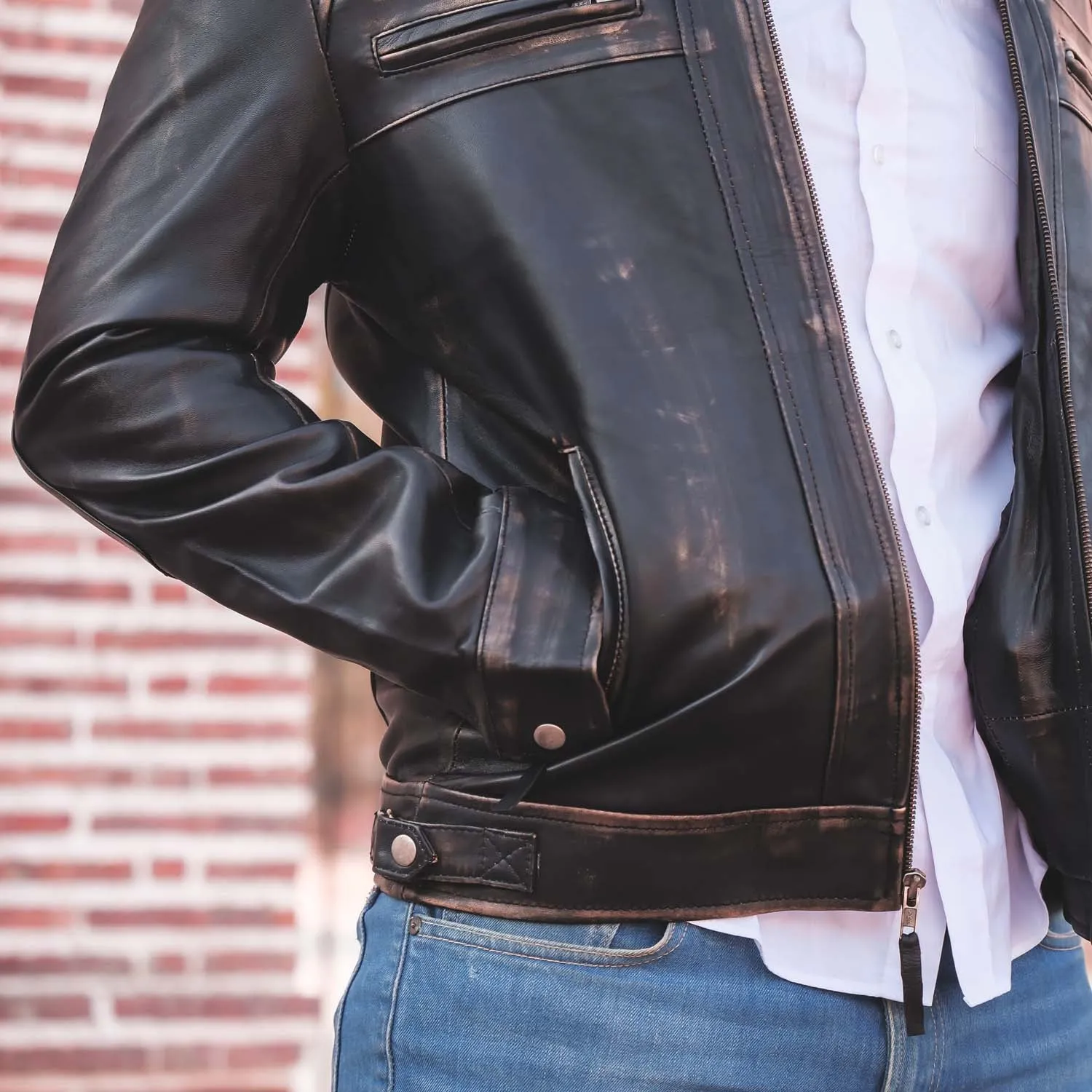 Men's Diamond Style Cafe Racer Distressed Leather Jacket