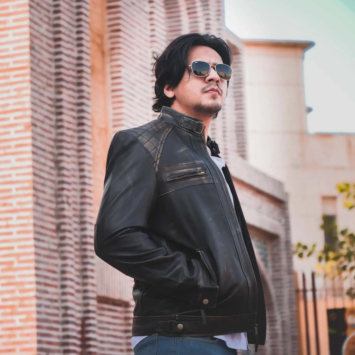 Men's Diamond Style Cafe Racer Distressed Leather Jacket