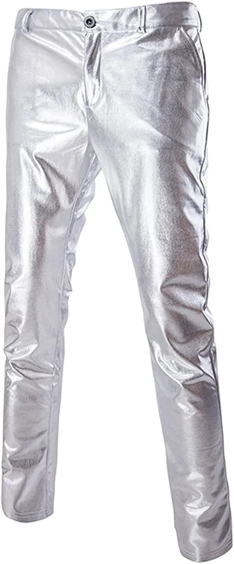 Men's Metallic Black Slim Fit Pants