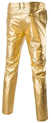Men's Metallic Black Slim Fit Pants