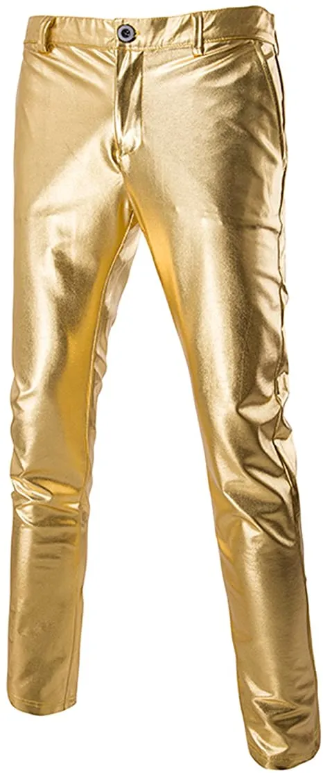 Men's Metallic Black Slim Fit Pants