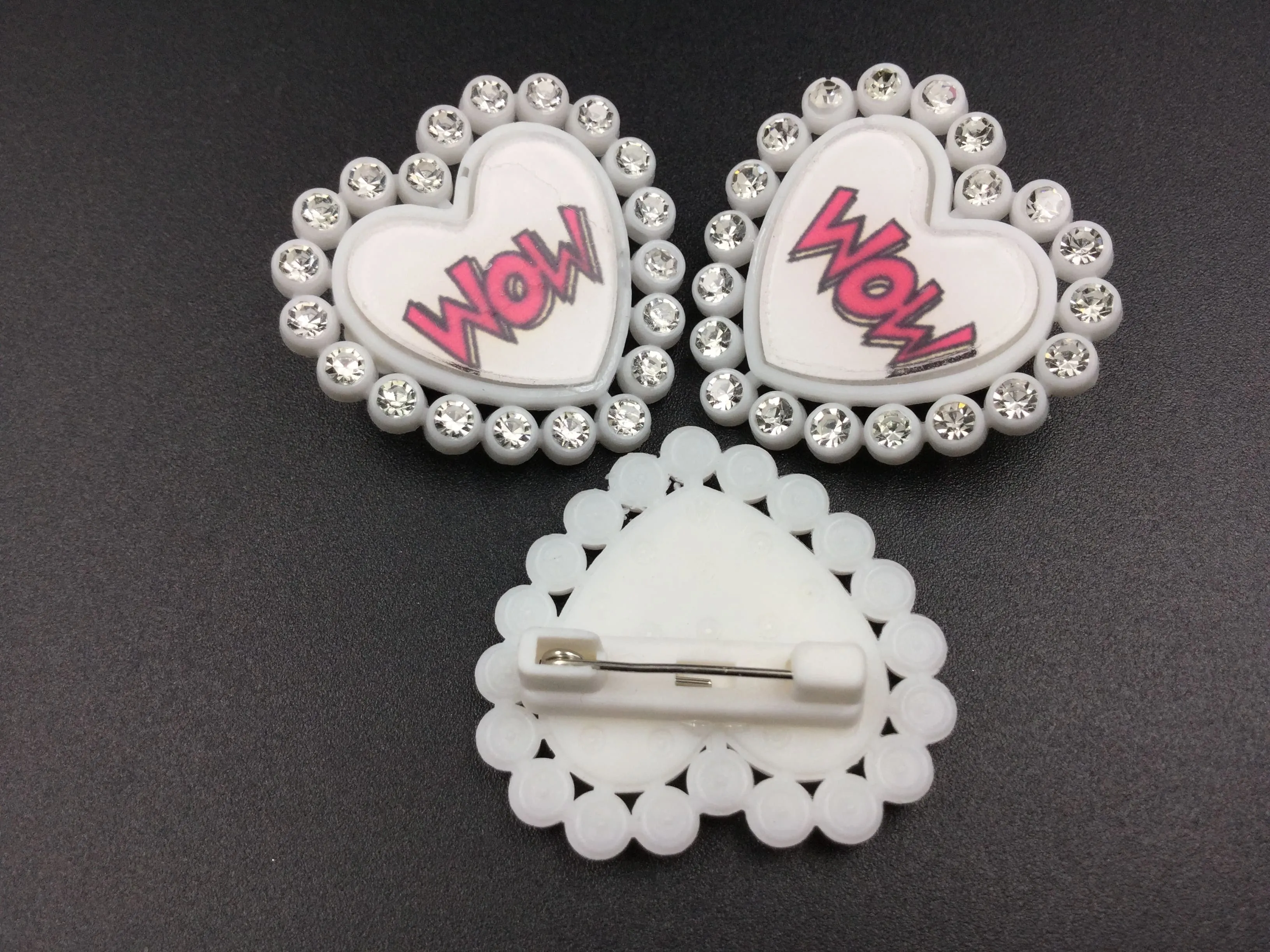 Mom Heart Shape White Brooch