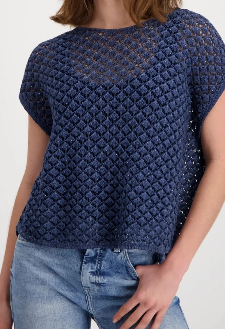 Monari Sweater Ajour Jewellery - Navy