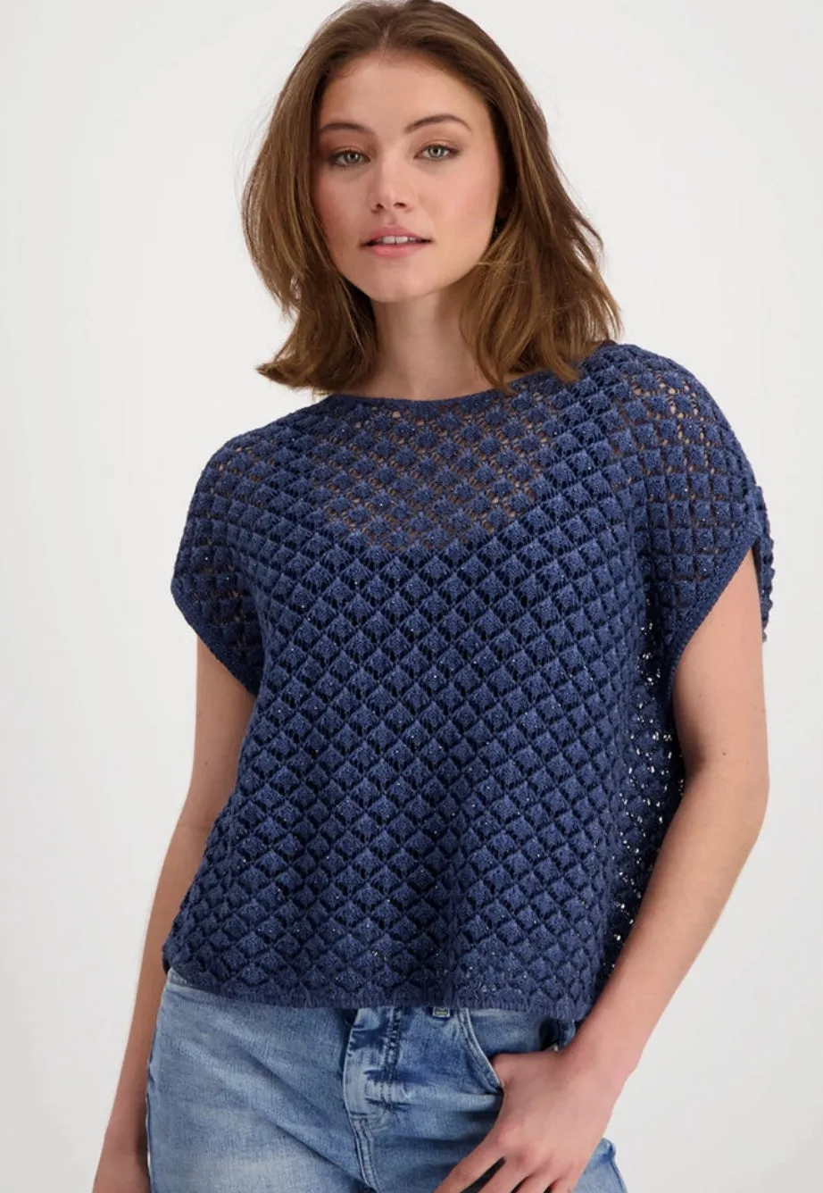 Monari Sweater Ajour Jewellery - Navy