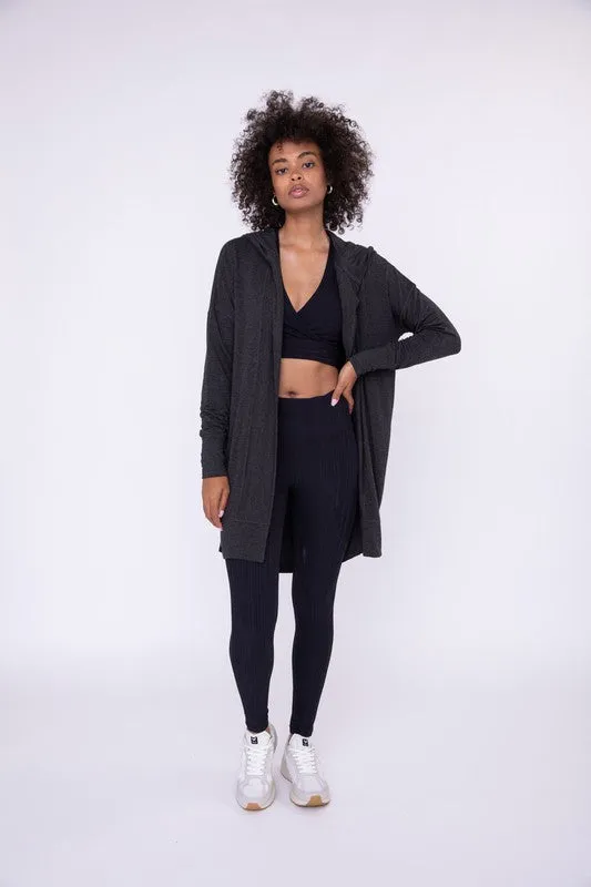 Mono B Longline Hooded Cardigan with Pockets